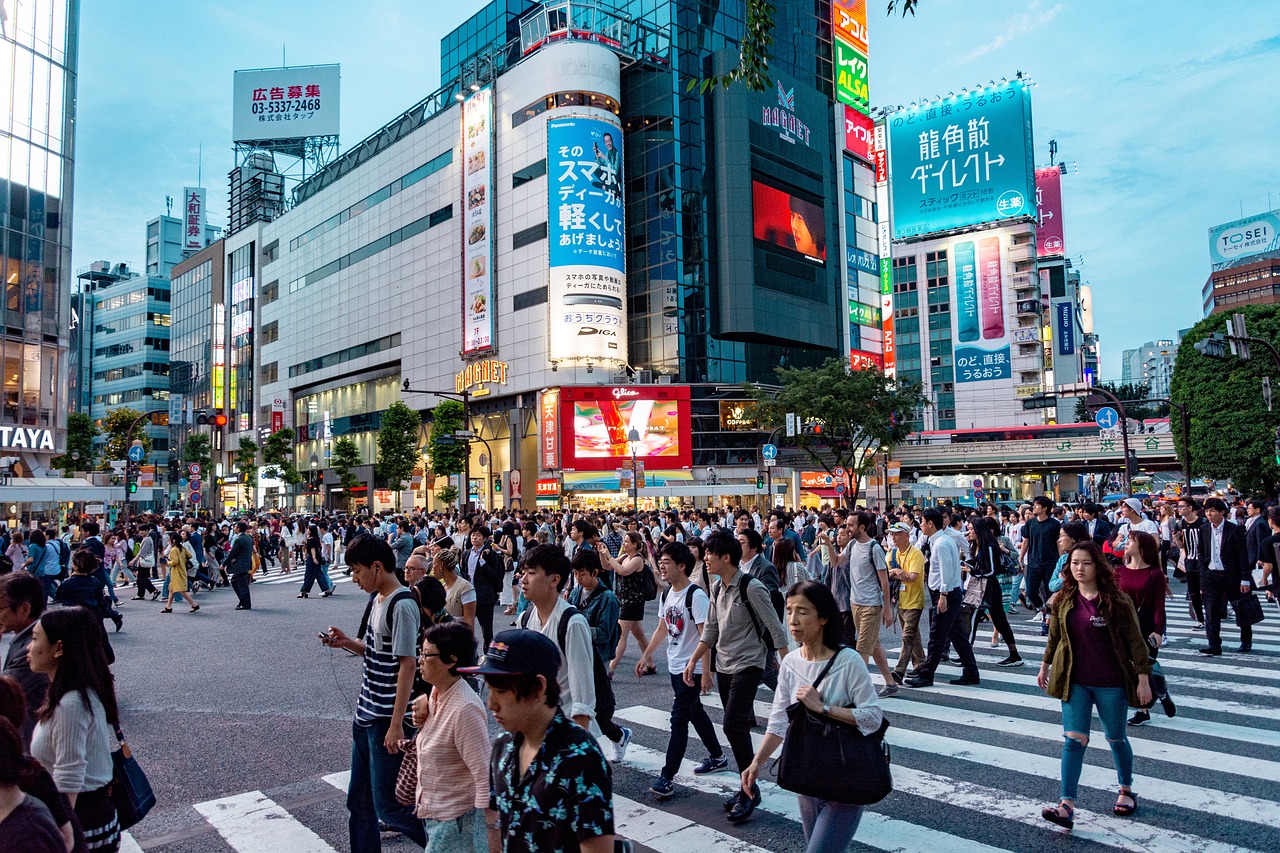 travail à Tokyo avec un PVT : passage piéton tokyo